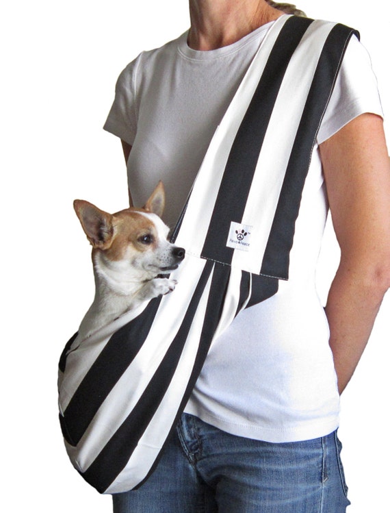 Dog Sling - Black and White Stripe