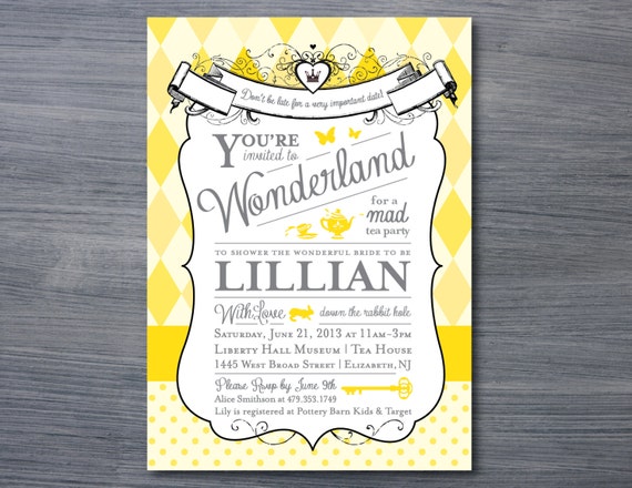 Bridal Shower Invitations Alice In Wonderland Theme 1