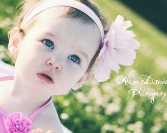 Pink Irredecent Flower Puff Headband, Girl's Headband, Toddler Headband, Infant Headband, Photo Prop