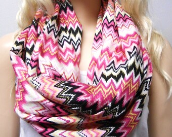 Colorful Chevron Print Infinity Scarf