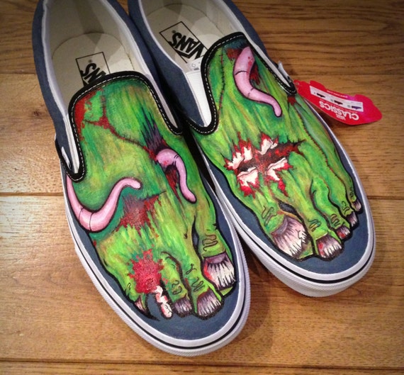 Custom Zombie feet Canvas Shoes Van or Toms style
