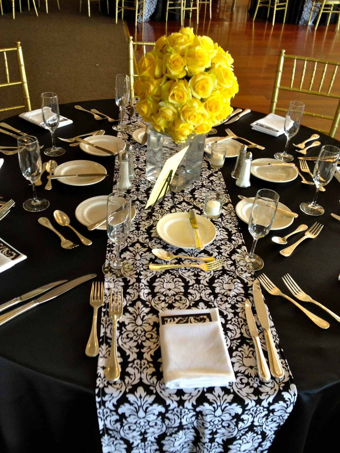 Free US Shipping Custom Made Wedding Table Linens Black and