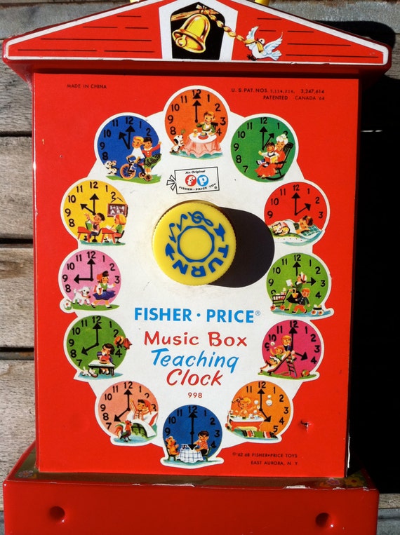 Vintage Fisher Price Teaching Clock Toy 1960s