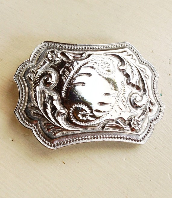 Vintage Silver Western Belt Buckle by DanasLegacy on Etsy