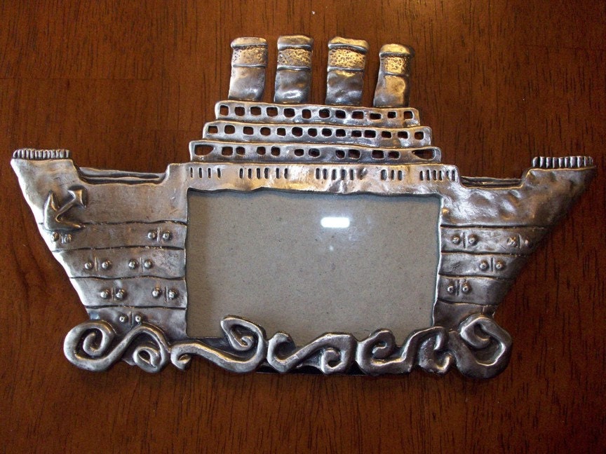 Old Cruise Ship Souvenir Picture Frame.
