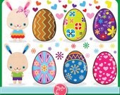 Easter Clip Art colorful Easter eggs and cute bunny Ideal for Scrapbook, Cards, Invitations,Party,Paper Craft Ed002 Il_170x135
