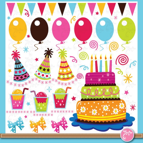  Birthday clip art Set Collection party clipart Bs008 Personal