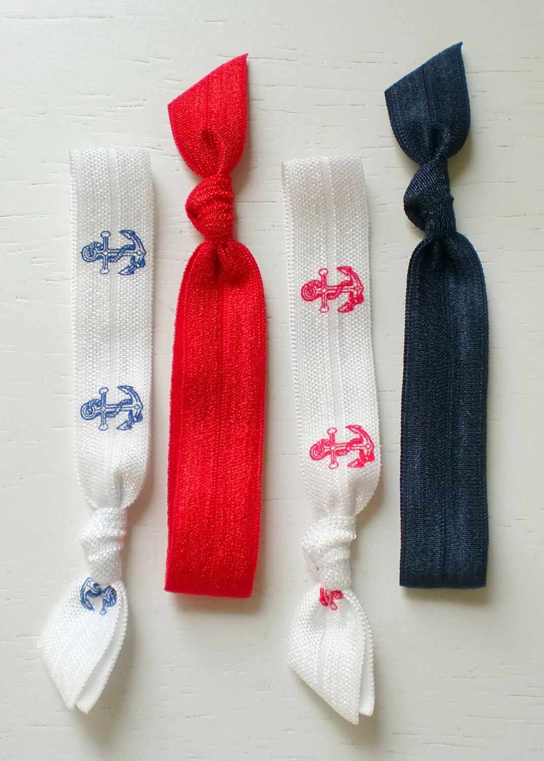 Anchor Hair Ties Elastic Ribbon Hair Ties red white and blue