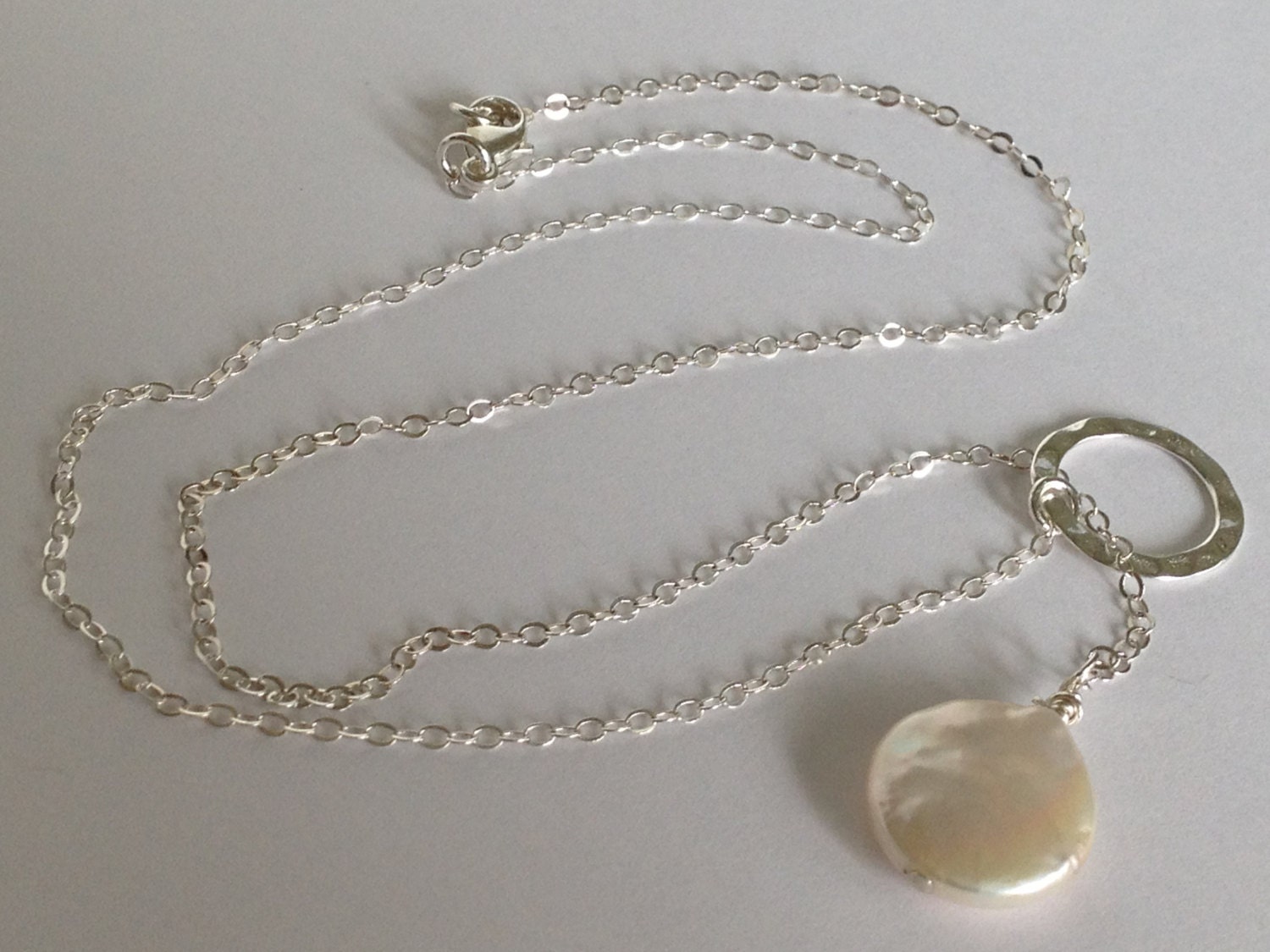 Freshwater Coin Pearl Lariat Necklace by WhiteOrchidJewelry