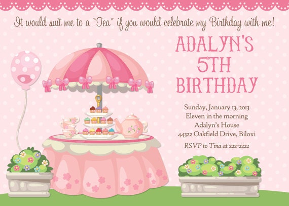 Pretty Little Tea Party Birthday Party Invitation - Printable Il_570xn