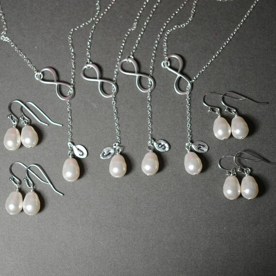 ... .initial.White drop pearl.Y necklace.Lariat necklace.Infinity jewelry