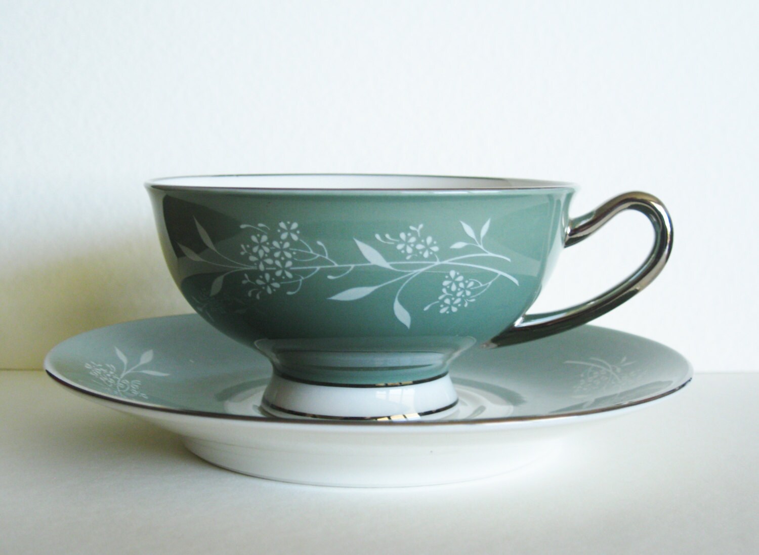 Wedding Gift Fine China Teacup and Saucer by mainevintagetreasure