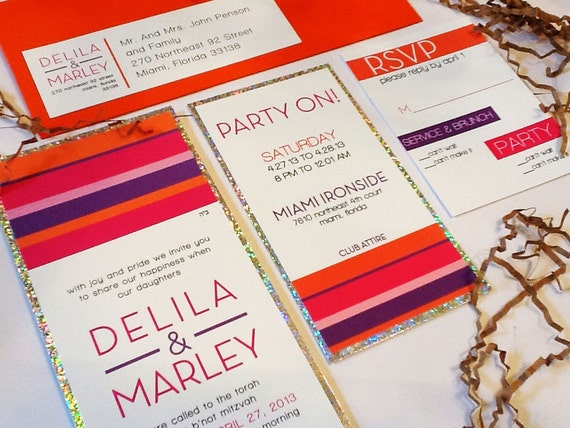 Modern Bat Mitzvah Invitations 1