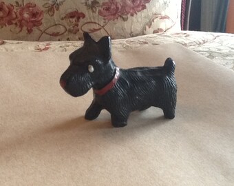 Vintage Miniature Hand Carved Primitive Wood Scotty Dog