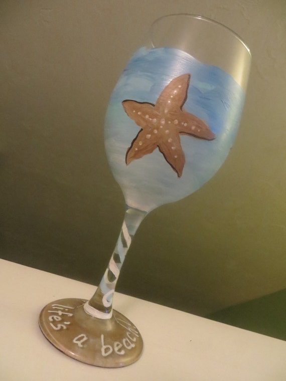 Beach Themed Wine Glass Painting Beach Themed Wine Glass Painting