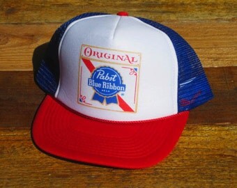 Vintage Pabst Blue Ribbon PBR Mesh Snapback Hat