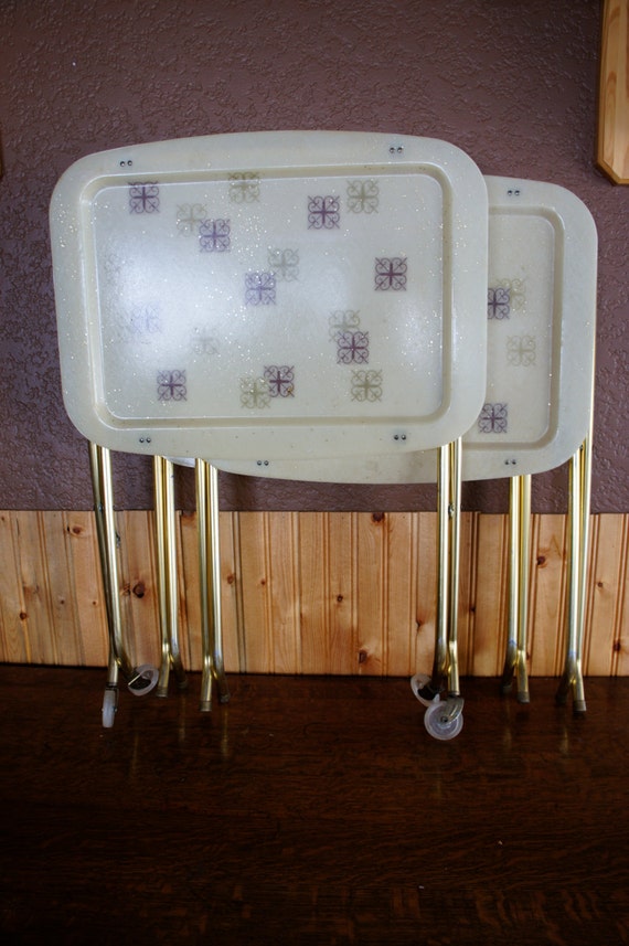 mid century atomic style fiberglass tv trays with by gleaned
