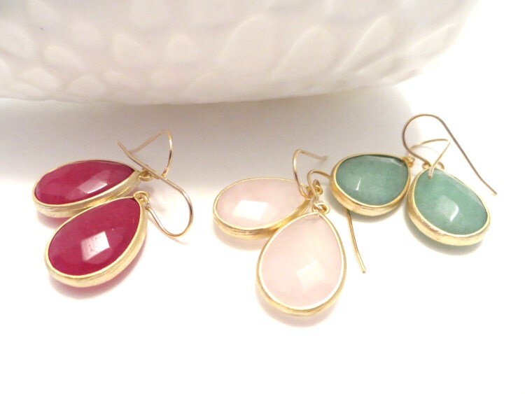 Pink Earrings Soft Pink Rose Quartz Earring by LoveShineBridal