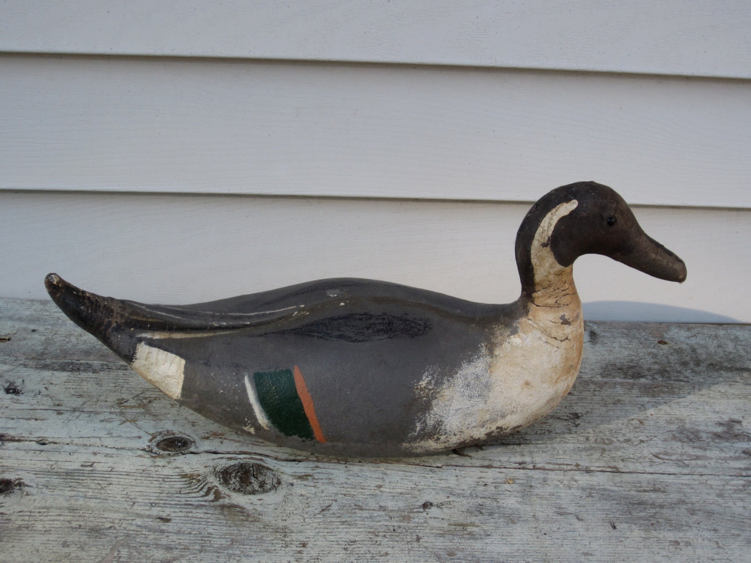 Primitive canvas Duck Decoy. Vintage antique country