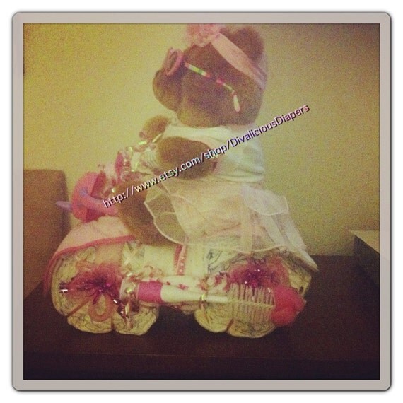 Girl baby shower gift diaper cake motorcycle