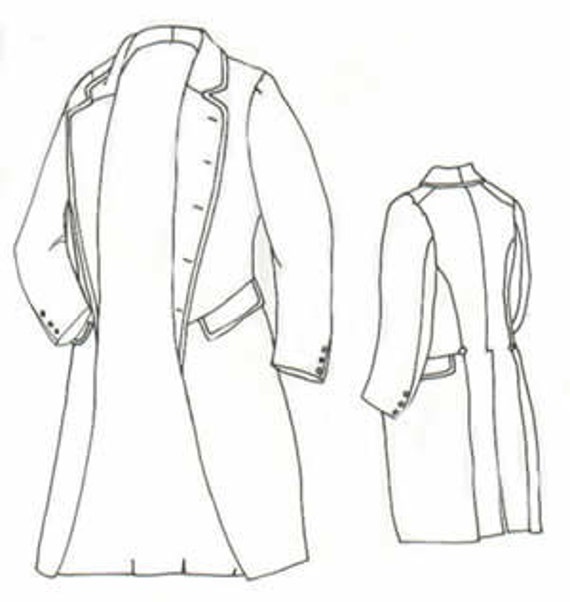 PI702 1858 Single Breasted Frockcoat Sewing Pattern by