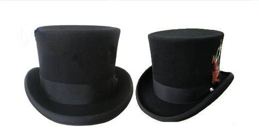 STTHBA - Black Wool Felt Top Hat in sizes 55-61cm circumference.