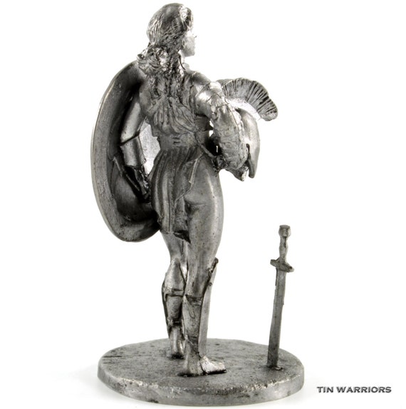 Toy soldier Amazon warrior with long sword metal sculpture.