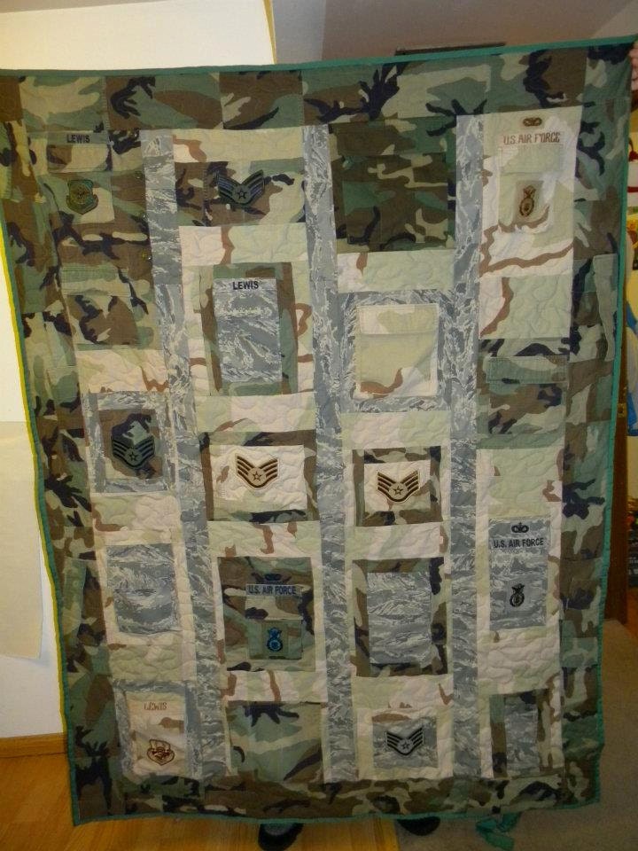 Military quilts out of uniforms for Melissa