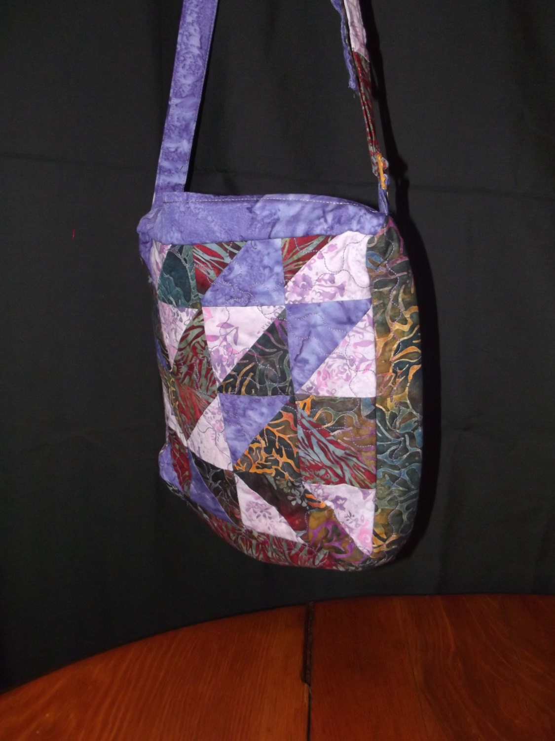 purple quilted purse