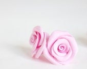 Polymer clay pink roses earrings