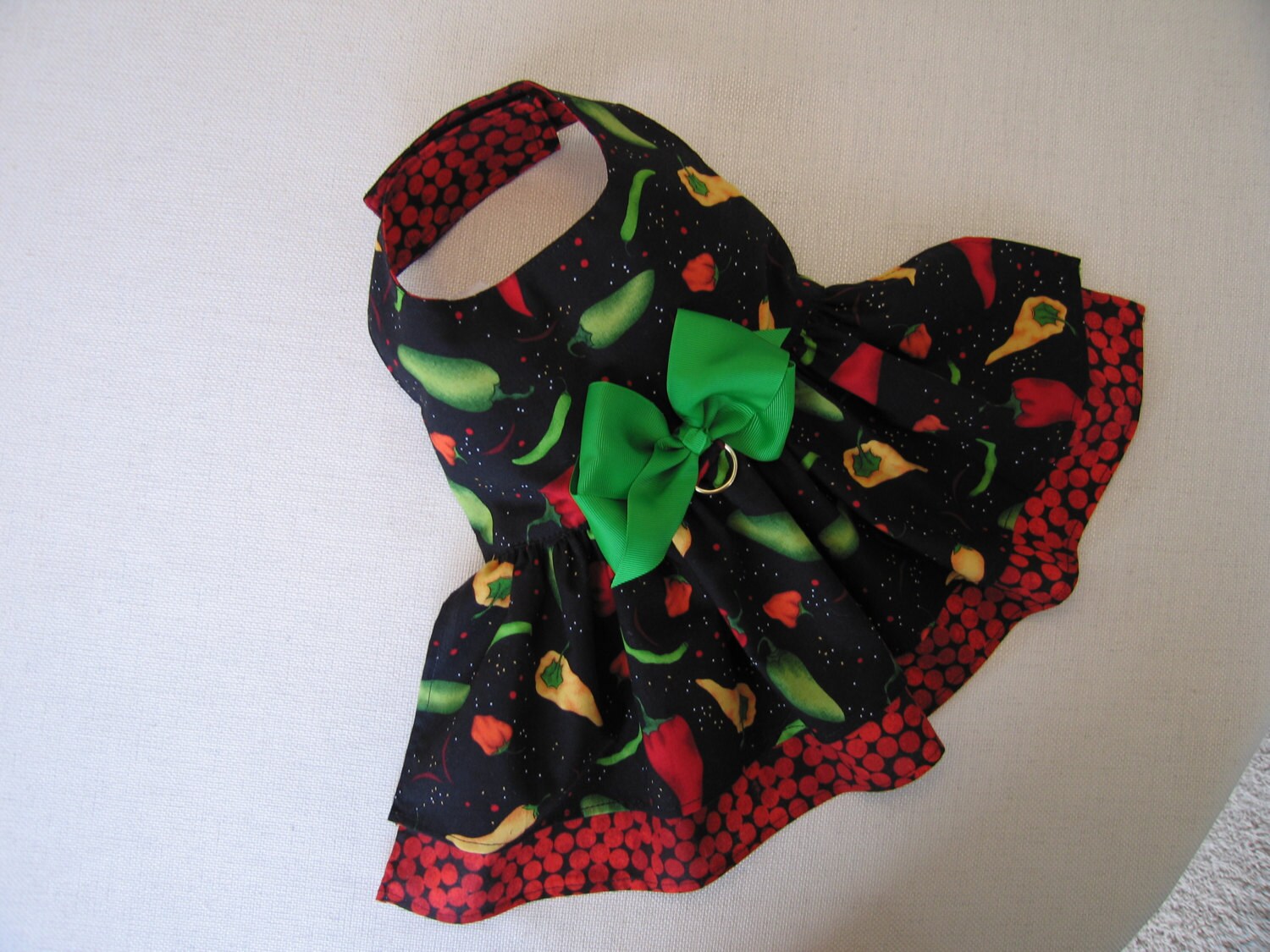 Medium Chili Pepper DOG HARNESS DRESS Little dog by PawLane