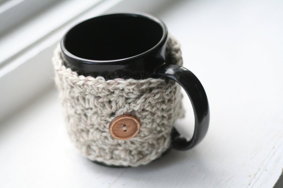 Coffee mug cozy coffee tea cup cozy coffee lovers gift grey