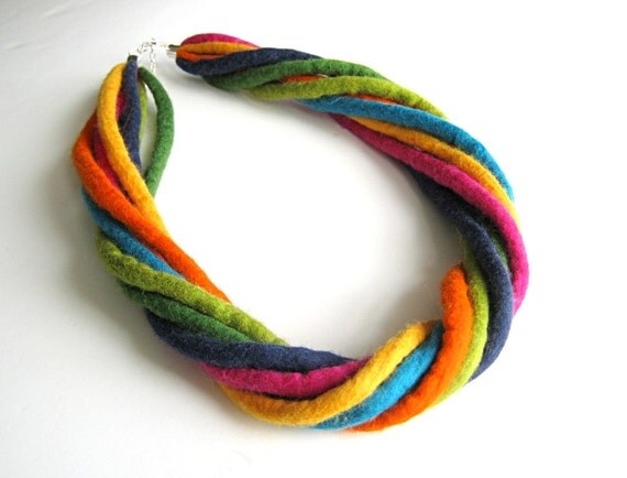 Items Similar To Felted Necklace Rope Cords Necklace Collar Hand Felted