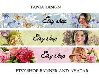 Etsy Shop Banner and Avatar - Multipurpose digital images - Printable Download - Digital Collage Sheets