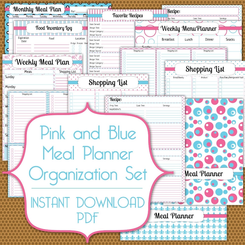 Meal Planner PDF Instant Download Organization Printable Set