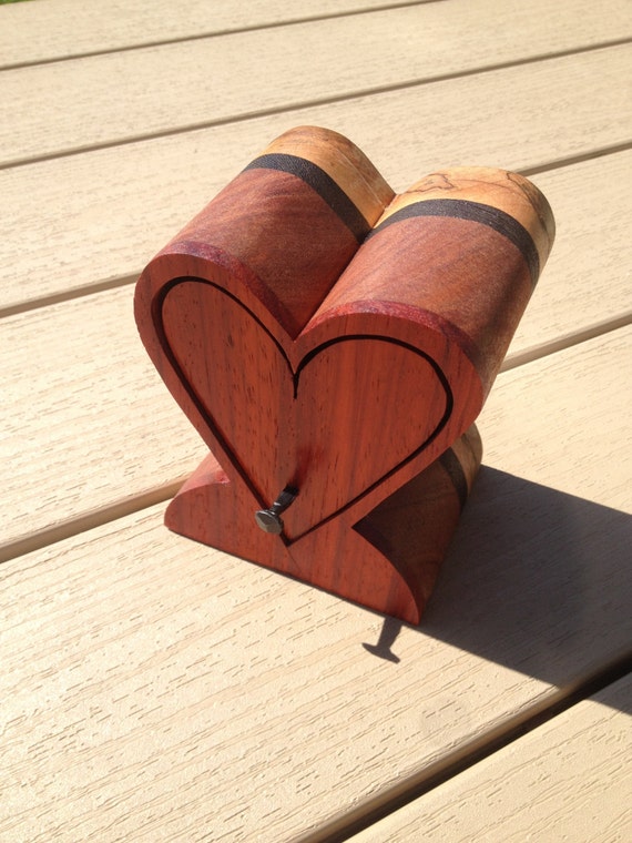 Items similar to Heart Shaped Exotic Wood Bandsaw Jewelry 