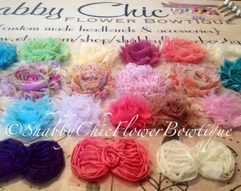 DIY Baby Headband Kit - Over 90 Pieces - Creates 15 Customized Headbands 4 Clips - Shabby Chic Flower DIY Headband Making Kit: - Baby Shower