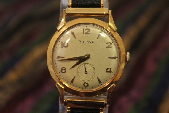 ... BULOVA 17Jewels L6 1956s Mechanical Hand winding 10K RGP Men Watch