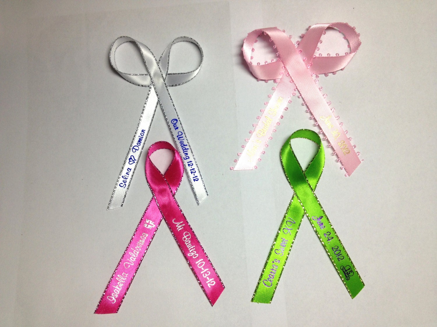 100 Pcs Personalized Printed Ribbons 1/4 or 3/8