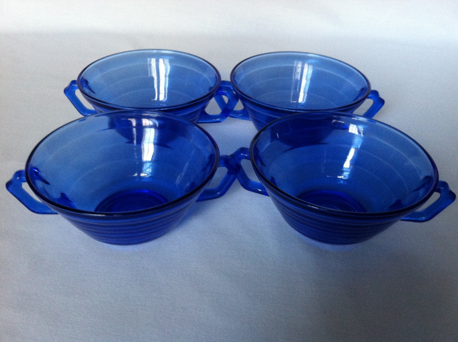 Hazel Atlas Moderntone Cobalt Blue Soup Bowls