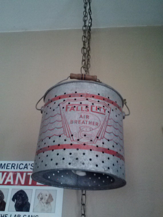 Hanging Minnow Bucket Light by FleaMarketMan on Etsy