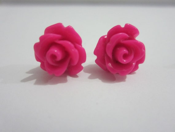 Items similar to Fun Colorful Plastic Flower Stud Earrings on Etsy