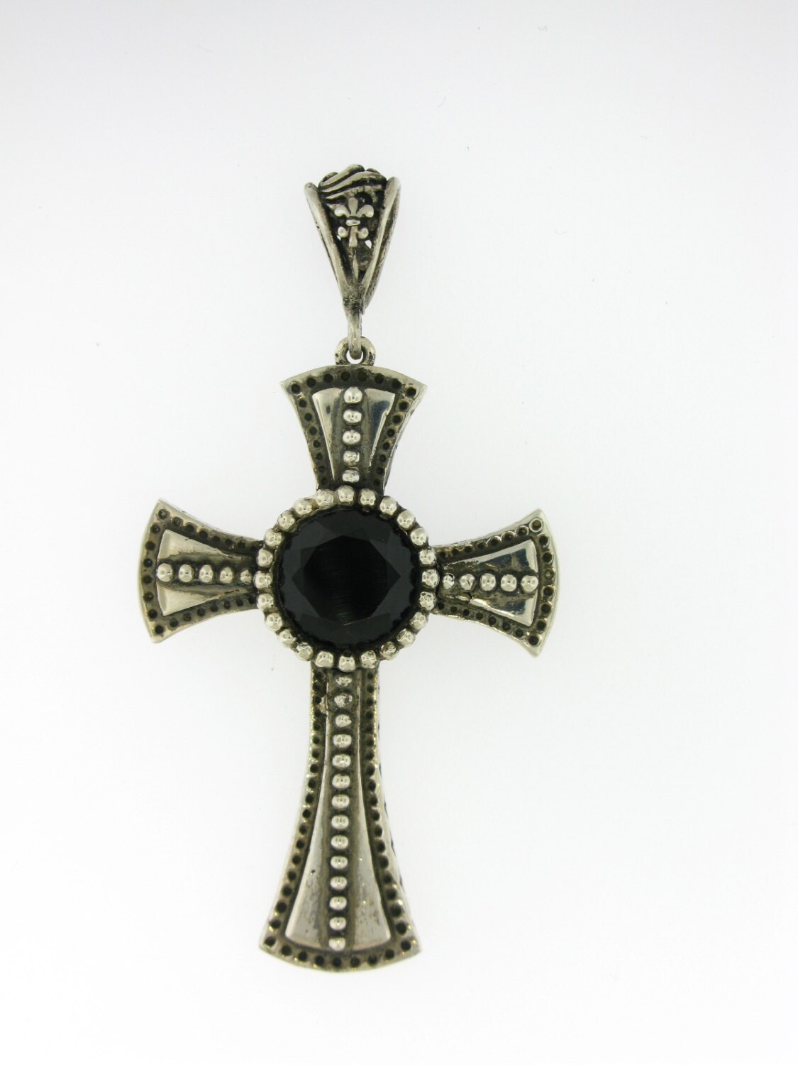 Silver Cross Pendant Black Onyx stone