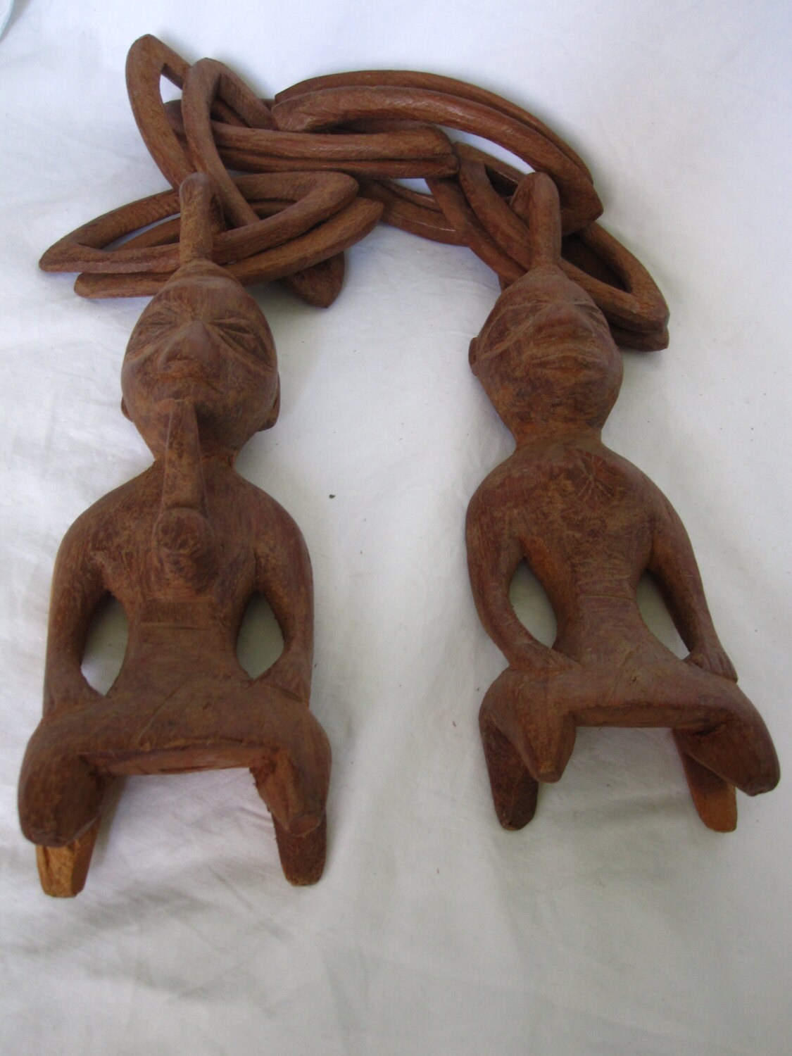 Vintage African Wooden Carved Male Female Figurines Connected
