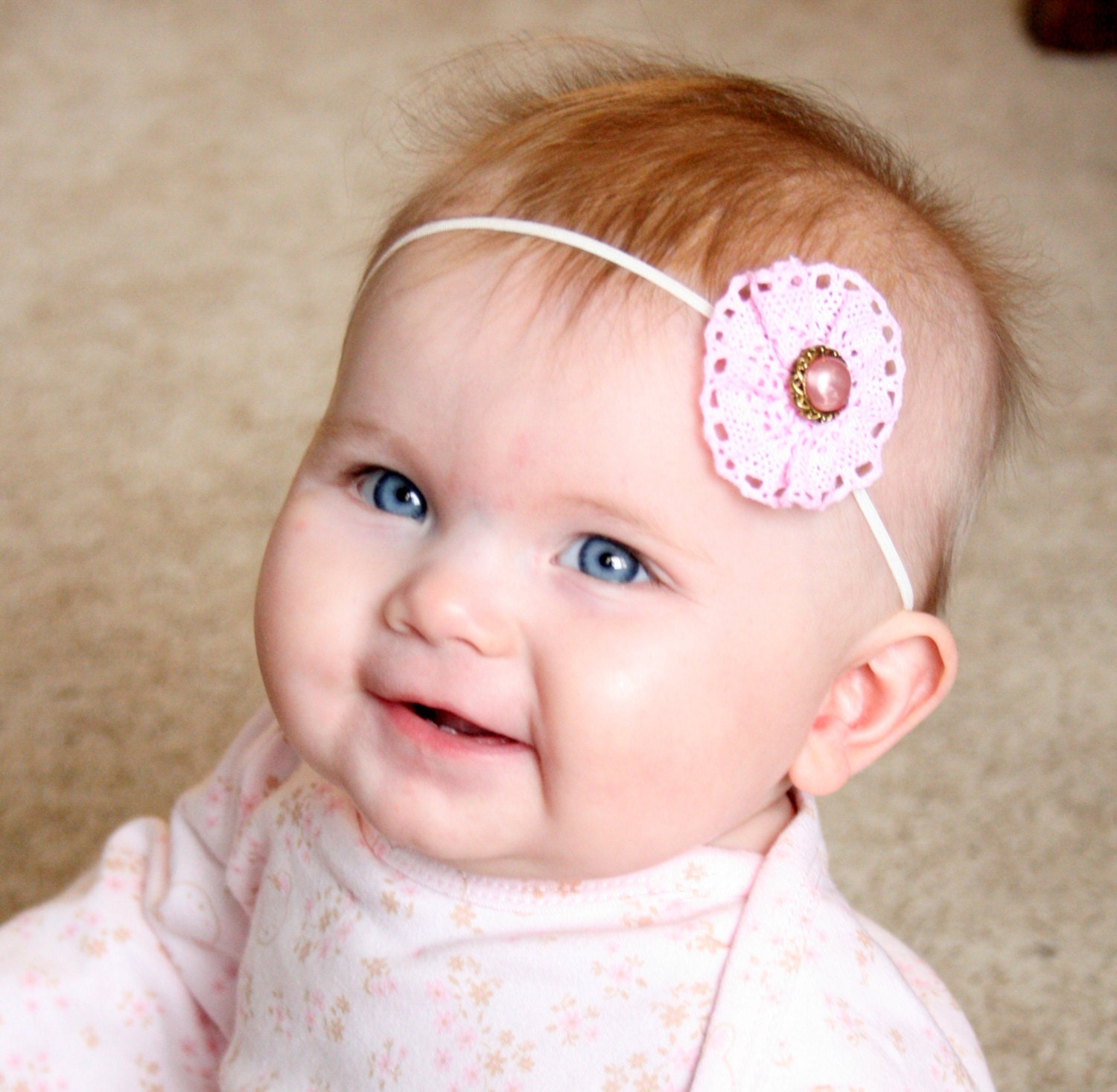 Pink Headband Set Baby Headband Set Vintage by KreatedbyKathleen