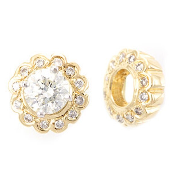 Stud Earring Diamond Jacket 14K yellow gold Ladies Earrings