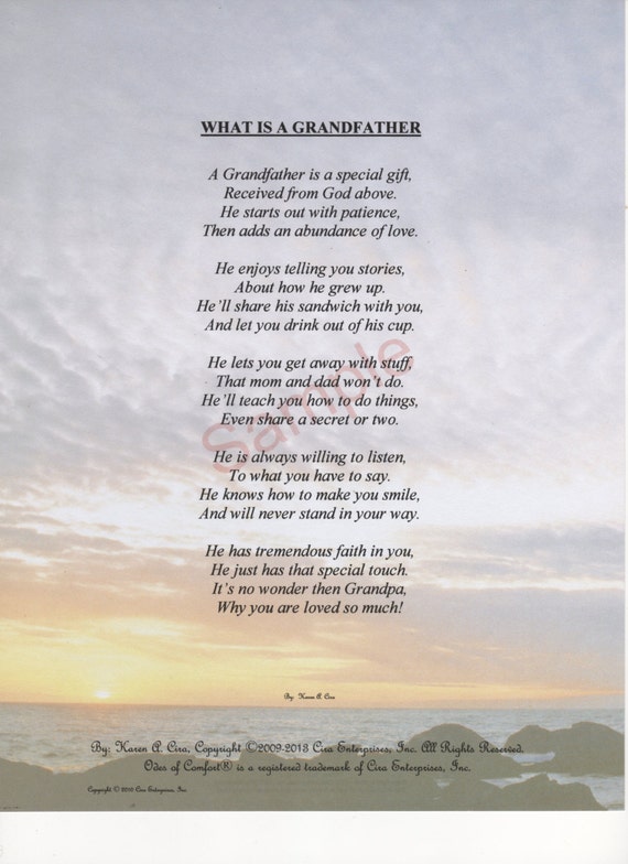 Five Stanza What Is A Grandfather Poem shown on by OdesofComfort