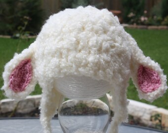 Baby Lamb Crochet Hat; Newborn Photo Prop