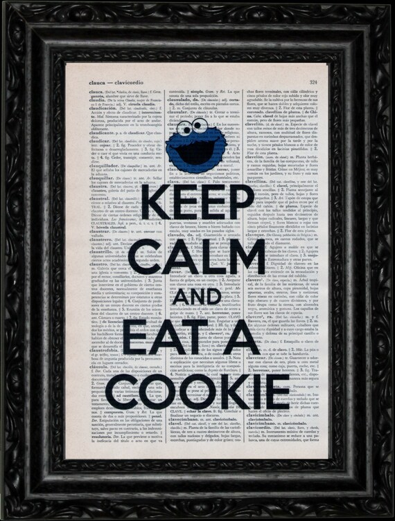 Keep Calm Cookie Dictionary Art Vintage Book Print by UPage