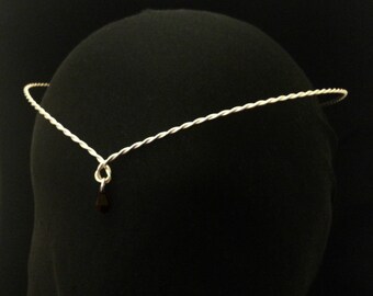 silver plated twisted medieval circlet with swarovski elements deep red crystal